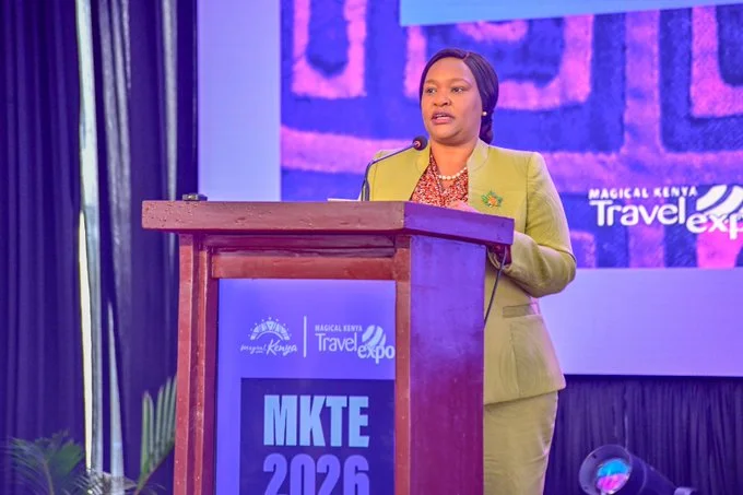 Cabinet Secretary for Tourism and Wildlife in Kenya Rebecca Miano at the Magical Kenya Travel Expo on October 7, 2026.