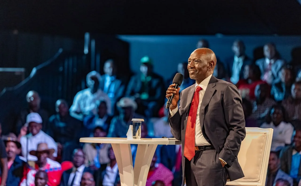 President William Ruto addresses farmers during the Agriculture and Food Security town hall at Jamhuri Park, Nairobi on October 8, 2026.