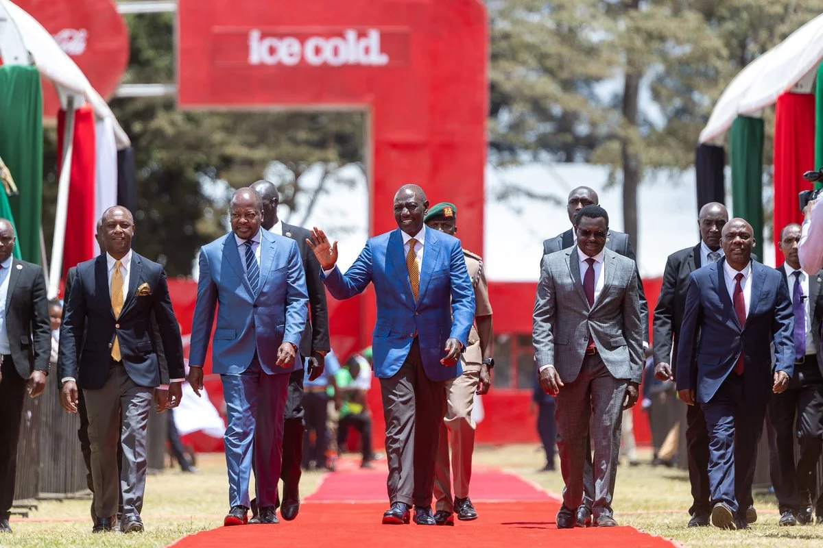 Presdient William Ruto (centre) arriving at the Agriculture and Food Security Transformation Summit at Jamhuri Park, Nairobi, on October 9, 2026