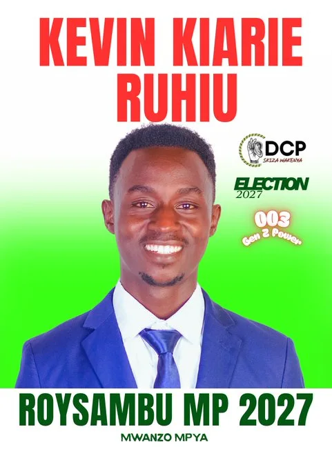 A political poster on October 12, 2026 showing Skater Kevin Kiarie Ruhiu on his campaign trail towards the 2027 General Election