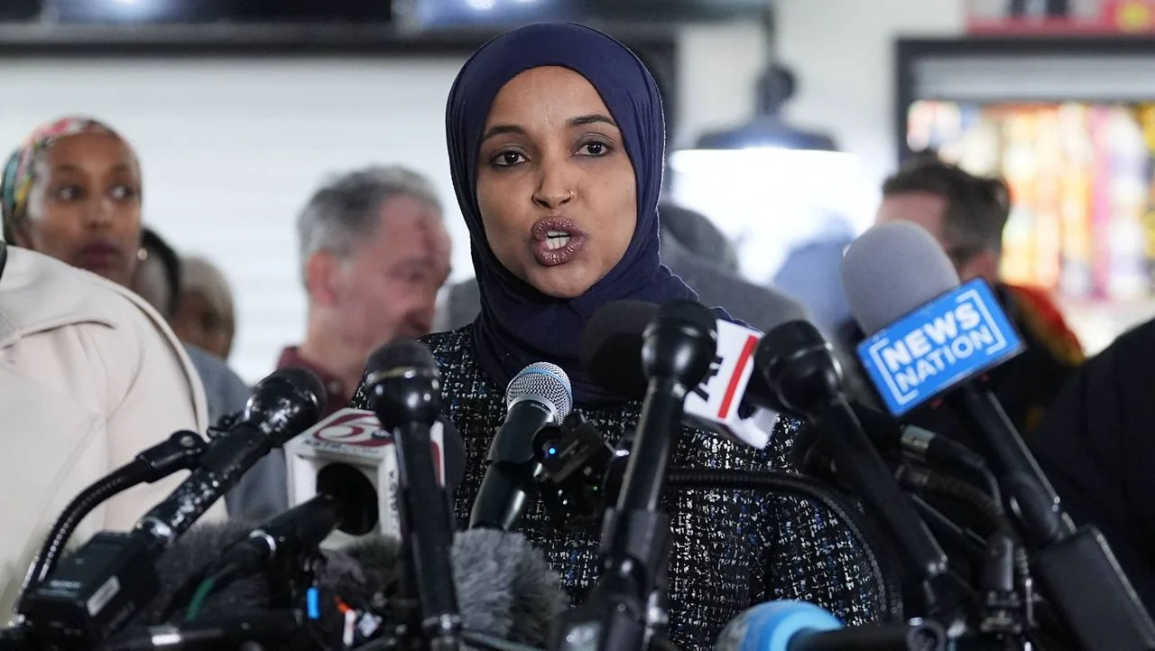 Rep. Ilhan Omar, D-Minn., speaks during a news conference on Jan. 28, 2026, in Minneapolis