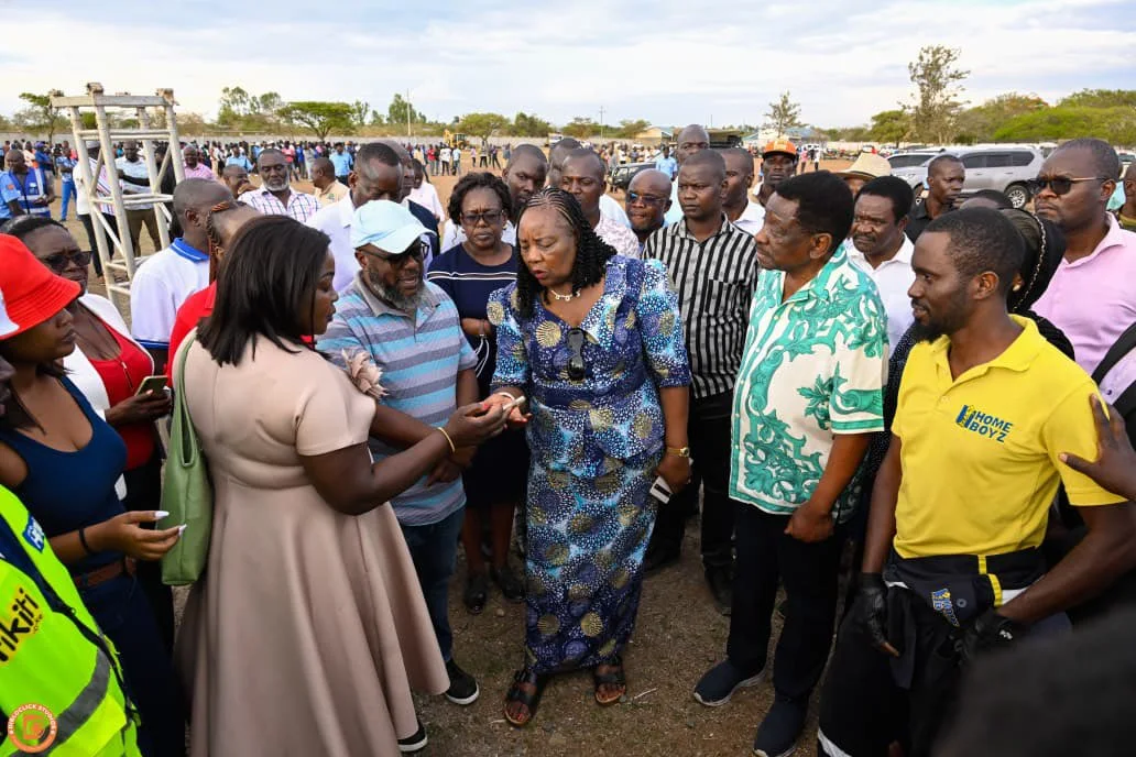 Ida Odinga and Siaya Governor James Orengo at Migwena Cultural Grounds in Bondo on October 13, 2026, as preparations are ongoing ahead of Raila Odinga's Thursday anniversary