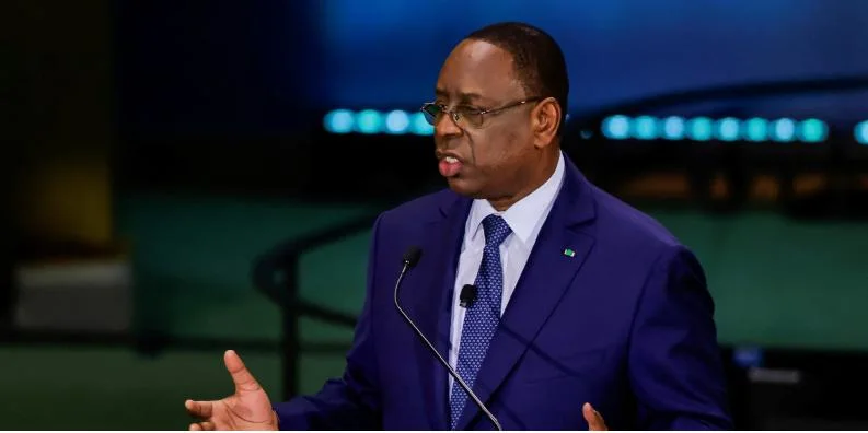 Candidate for the position of United Nations secretary-general, Macky Sall, speaks during the "UN Town Hall: The Next Secretary-General" event at United Nations headquarters in New York City, U.S., July 23, 2026.
