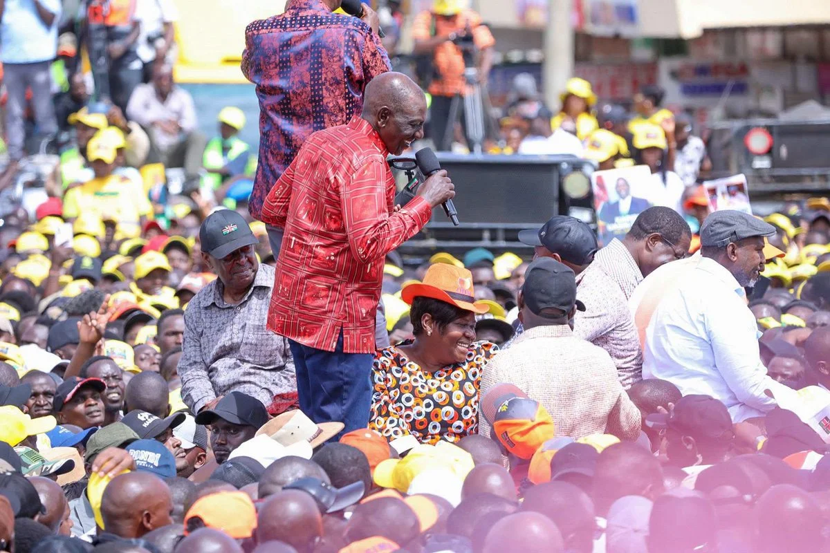 President William Ruto and Homa Bay Governor Gladys Wanga in Eldoret on October 17, 2026.