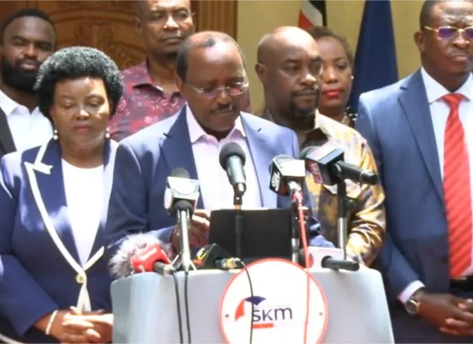 Wiper Party leader Kalonzo Musyoka addresses the media at the SKM Command Centre in Nairobi on October 19, 2026.
