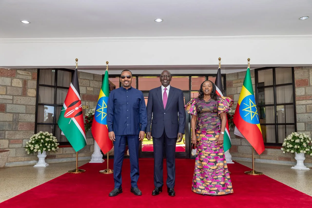 President William Ruto and First Lady Rachel Ruto together with Ethiopian Prime Minister Abiy Ahmed at State Lodge, Eldoret, ahead of the 63rd Mashujaa Celebrations on October 20, 2026