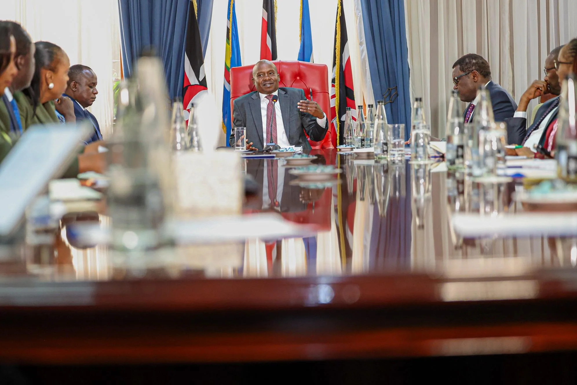 Deputy President Kithure Kindiki during deliberations on new measures to curb illicit alcohol production and drug cartels, in Karen, Nairobi, on October 21, 2026.
