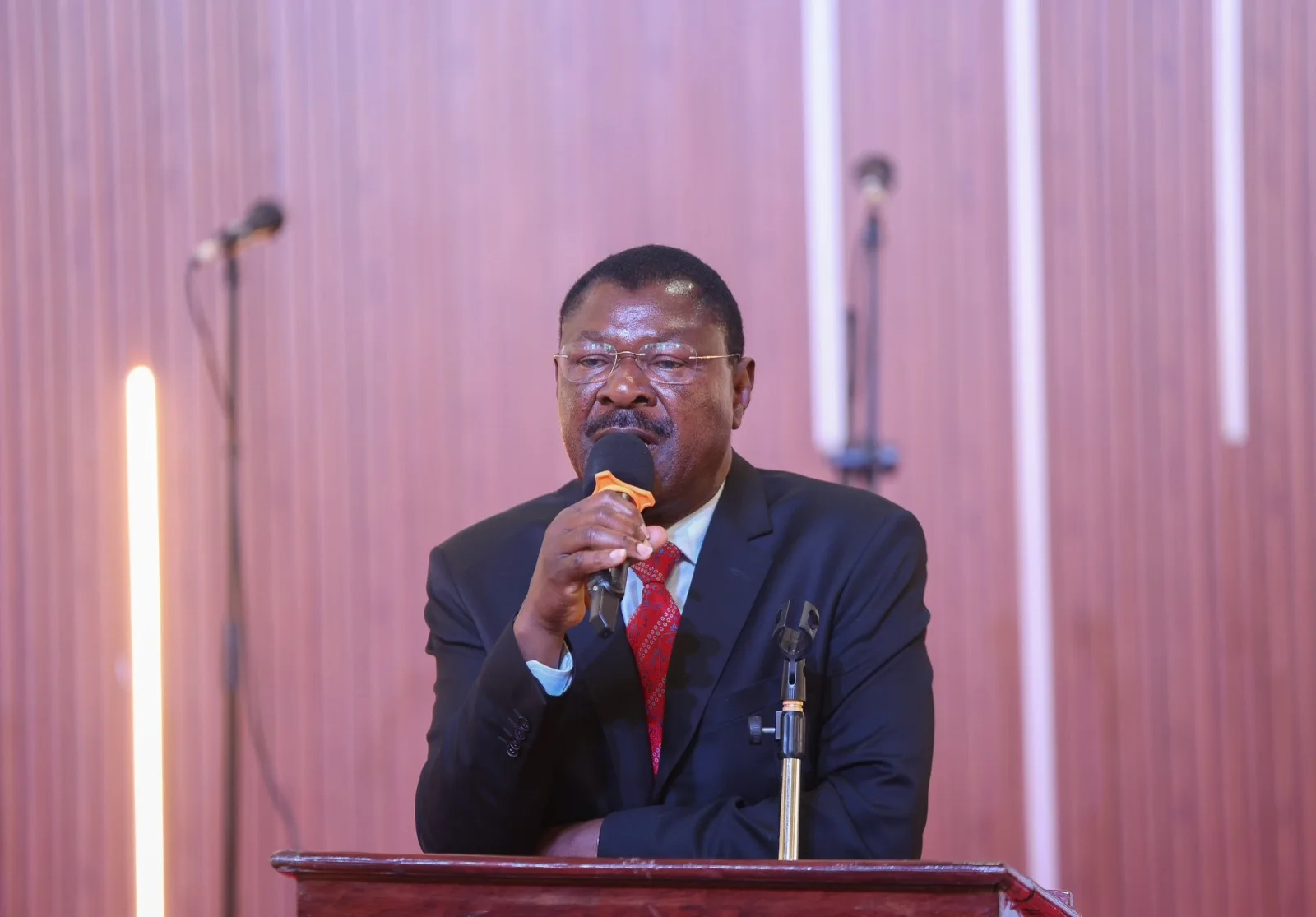 National Assembly Speaker Moses Wetang’ula speaking on Wednesday during a requiem service for former ambassador and MP Burudi Nabwera at Friends Church in Lang’ata, Nairobi – PHOTO/HANDOUT