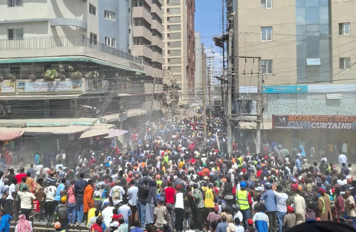 The scene of the building collapse
