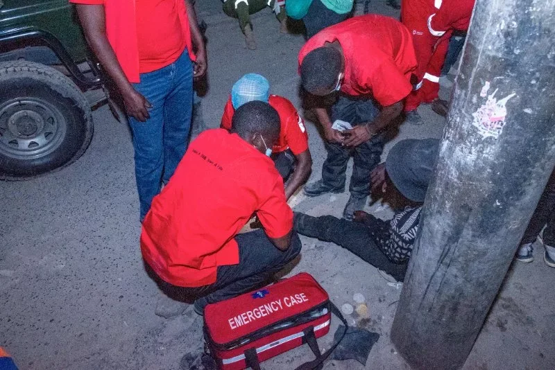 Kenya Red Cross at the scene of a collapsed building in Eastleigh, Nairobi on October 23, 2026.
