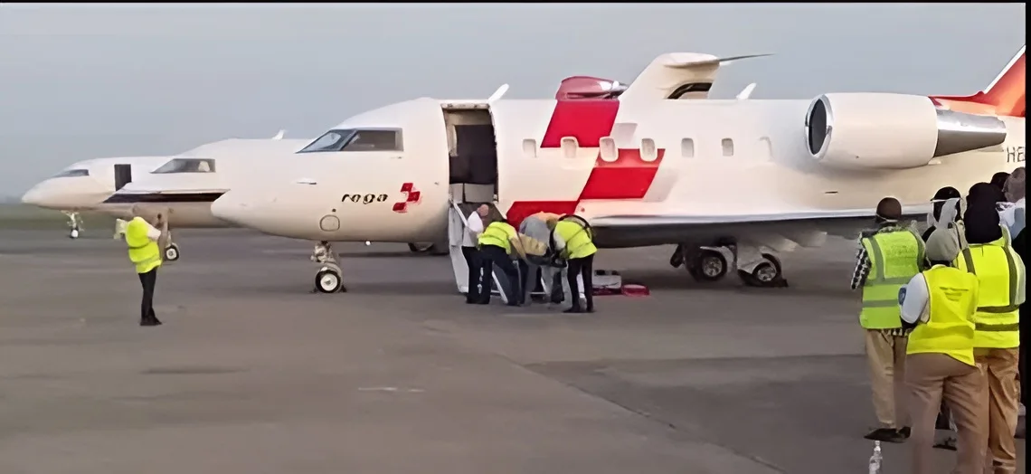A Nigerian plane showing Ebola patient evacuation