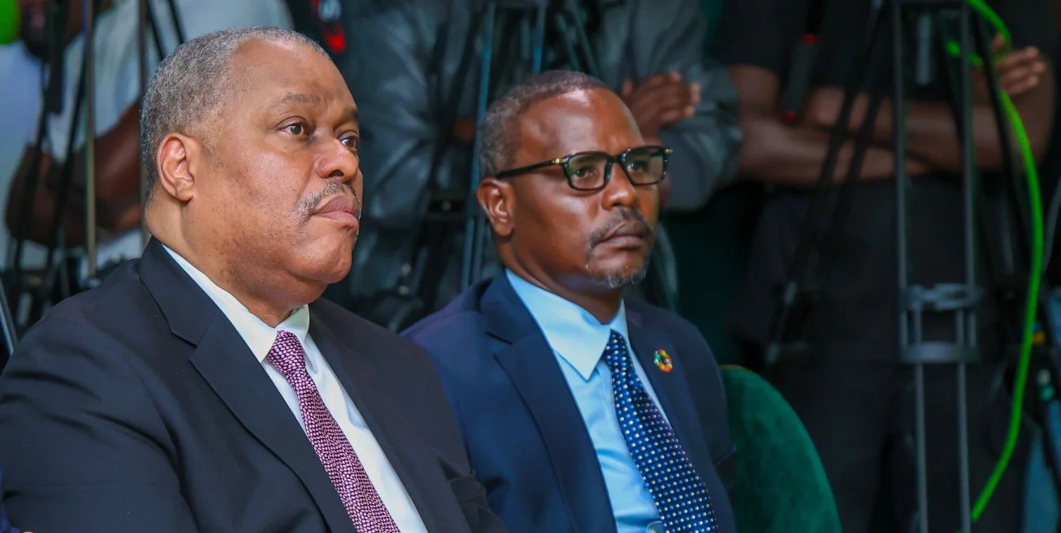 UN Resident Coordinator in Kenya Dr. Garry Conille and Principal Secretary for Environment and Climate Change Dr. Eng. Festus Ng’eno during the launch of Safaricom’s 2026 Sustainable Business Report in Westlands, Nairobi, on October 27, 2026.