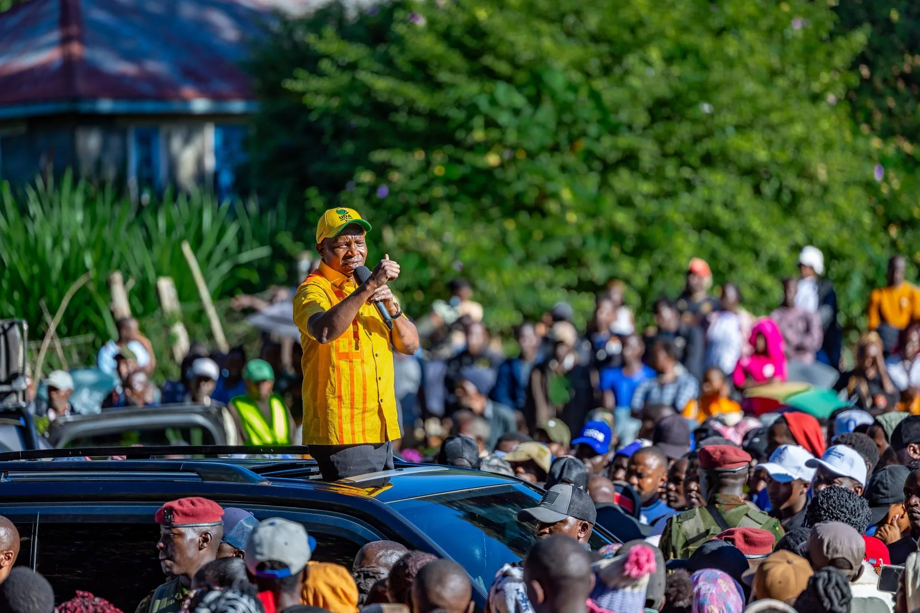Deputy President Kithure Kindiki speaking during an inspection tour of ongoing projects in Othaya Constituency, Nyeri County on October 28, 2026. – PHOTO/PCS
